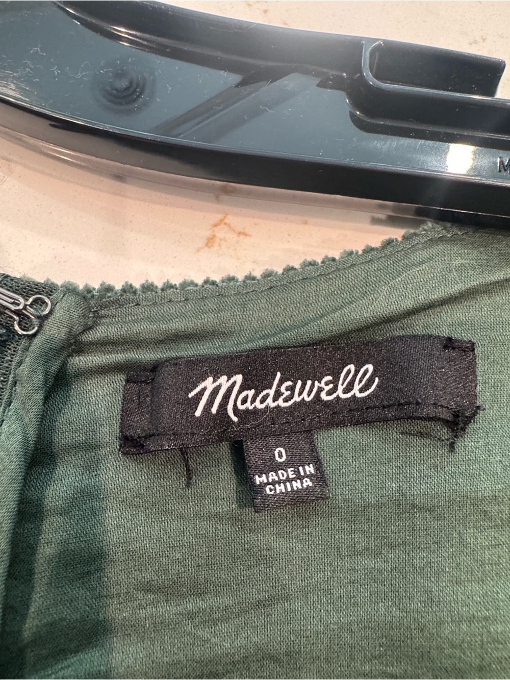 Madewell Green Corduroy Tiered Puff Sleeve Mini Dress - Picture 3 of 4